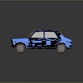Blue Vintage Sedan Car With Retro Design And Shiny Exterior