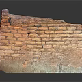 Ancient Brick Wall Ruin Structure With Earth Tone Bricks And Historical Architectural Details 3d model