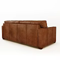 Brown Leather Two-Seater Sofa With Modern Design For Living Room Interior
