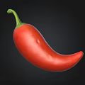 Fresh Ripe Red Chili Pepper With Green Stem On Black Background