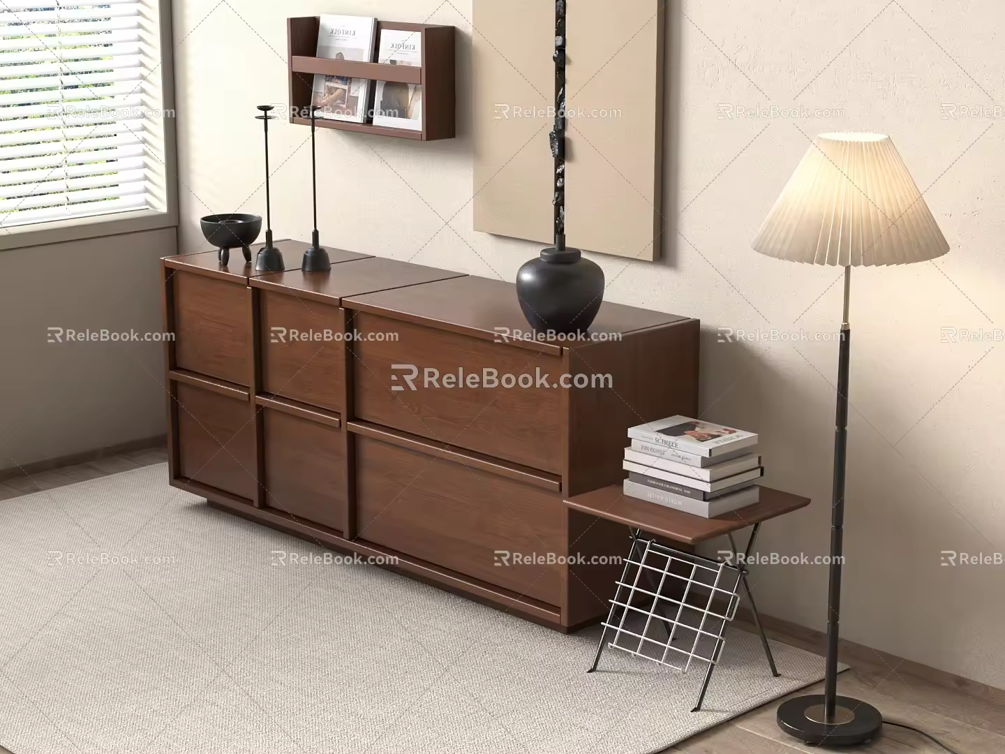 Middle Ancient Gui Bucket Cabinet Five Cabinet Food Preparation Cabinet 3d model