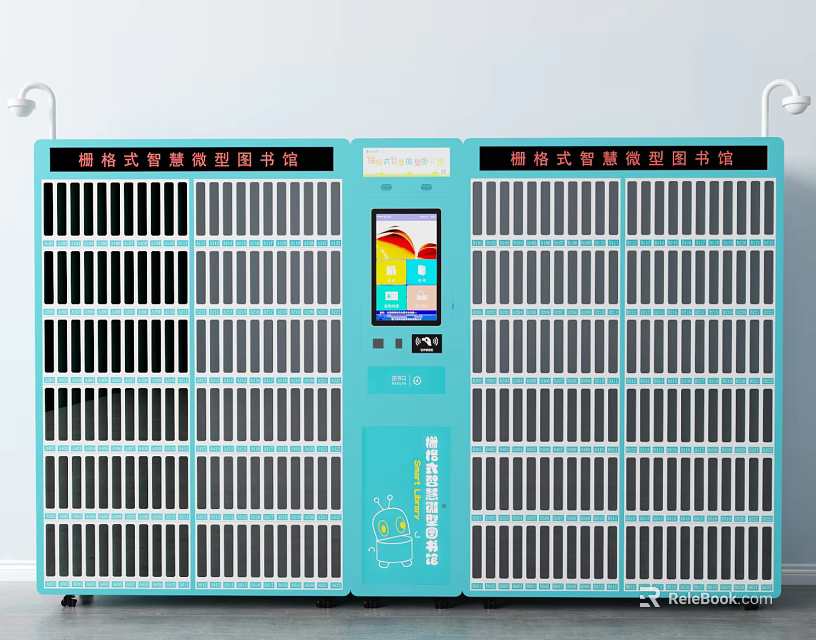 Public Smart Locker Facility With Multiple Compartments Digital Screen And QR Code Operation 3d model