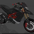 Ducati Motorcycle Black And Red With Red Frame Golden Front Fork And Red Brake Calipers