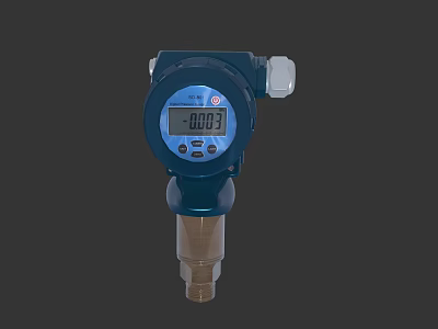 Industrial Equipment With Digital Display Blue Casing And Measurement Probe 3d model