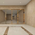 Modern Service Hall Interior With Illuminated Display Walls And Information Panels