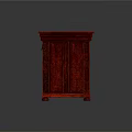 Red Wooden Chinese Style Console Cabinet with Carved Design Double Doors and Metal Handles