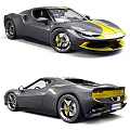 Gray And Yellow Ferrari Sports Car With Sleek Design And Alloy Wheels