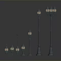 Vintage Outdoor Lighting Combinations With Various Heights Multiple Heads And Glass Shades