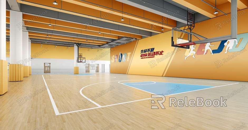 Modern overhead basketball court model