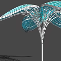 Modern Unique Pergola With Blue Glass Petal Shaped Canopy And Metal Frame Structure