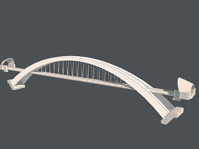 Modern White Arch Bridge 3D Architectural Model Featuring Cable Stayed Structure Design 3d model