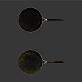 Two Kitchen Frying Pan And Saucepan With Yellow Black Coating Wooden Handles