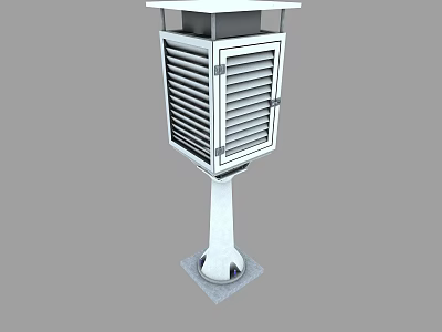 White Outdoor Column Structure With Louvered Panels And Square Base 3d model