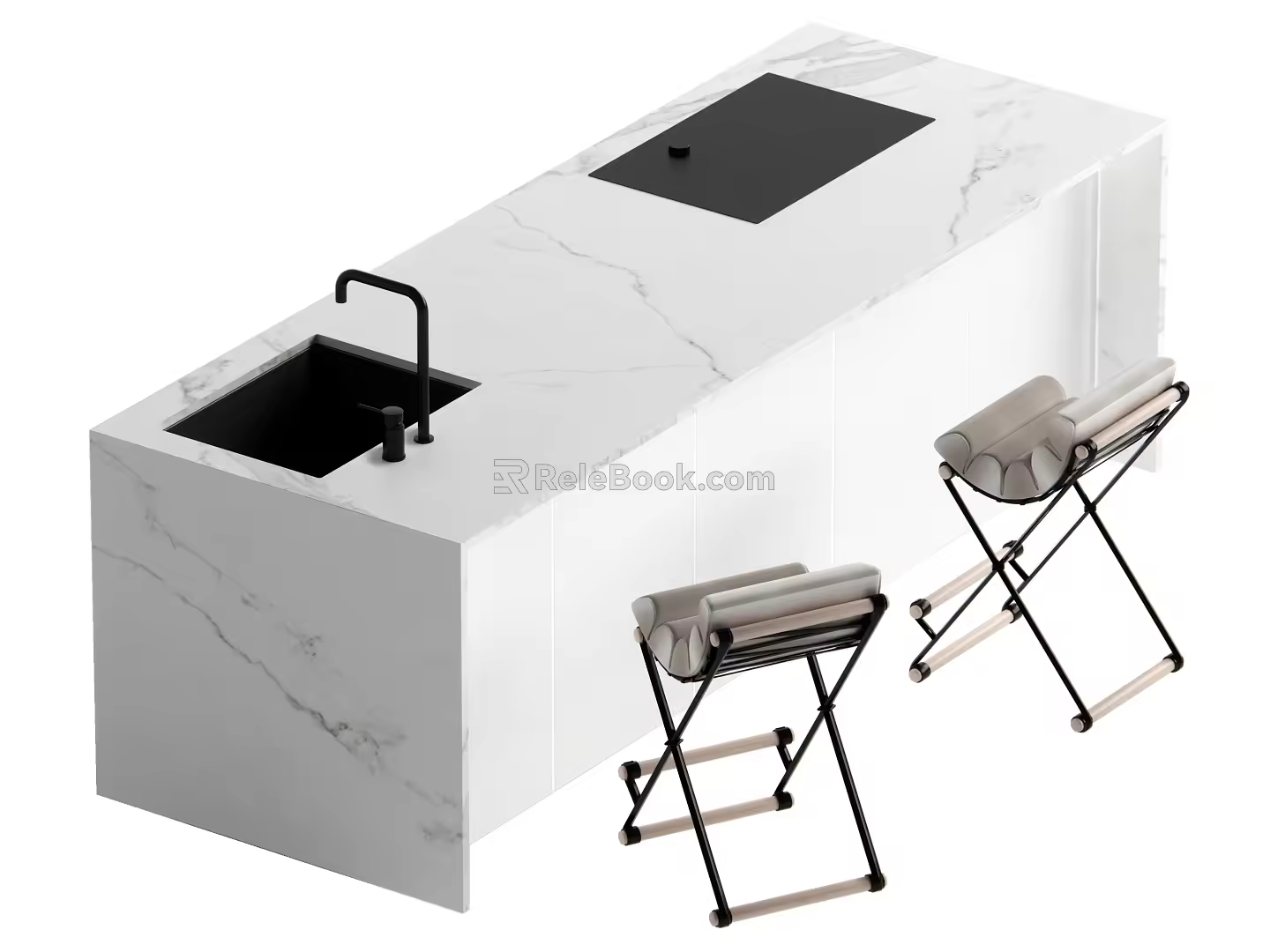 Modern Nakajima Dining Table and Chair Combination 3d model