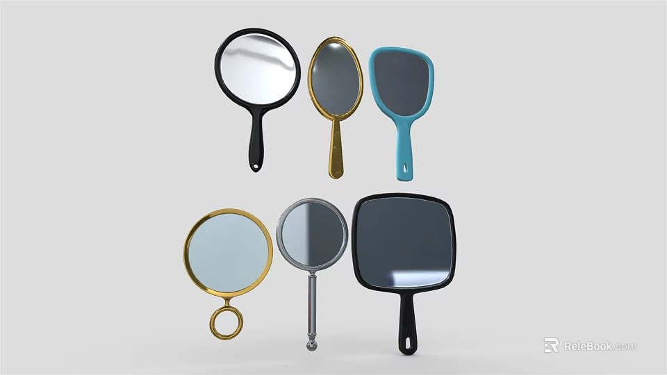 Various Design Hand Mirrors With Different Colors And Shapes For Daily Use 3d model 