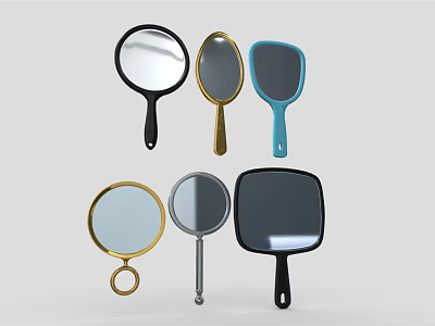 Various Design Hand Mirrors With Different Colors And Shapes For Daily Use 3d model