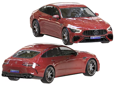 Red Mercedes-Benz Sedan Exterior Design Featuring Alloy Wheels LED Headlights And Tail Lights 3d model