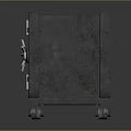 Vintage Metal Safe Featuring Lock Mechanism And Wheels As Business Equipment