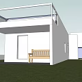 Modern Office Building With Green Roof Balcony Large Windows And White Exterior