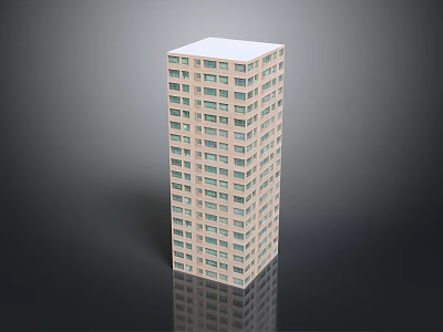 Tall Modern Building With Light Colored Facade And Multiple Floor Windows 3d model