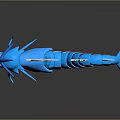 Detailed Blue Dragon Character Mythical Creature With Orange Body White Horns And Fins 3D Sculpture
