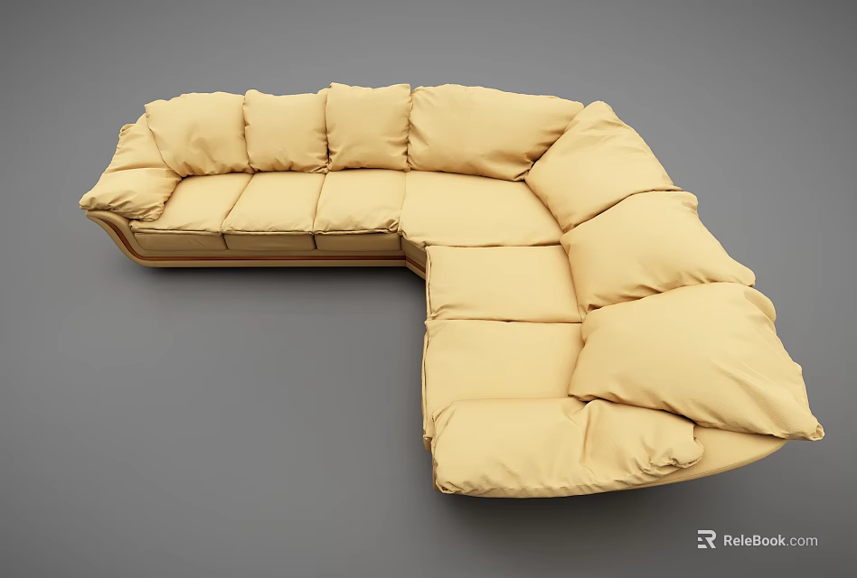 Modern Yellow L shaped Sectional Sofa with Comfortable Cushions and Spacious Seating 3d model