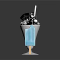 Delicious Ice Cream Cone With Black And White Toppings And Blue Popsicle