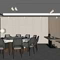 Elegant Private Dining Room With Modern Interior Round Table Gray Chairs And Cabinet 3d model