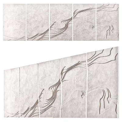 Light Luxury Background Wall With Modern Abstract Line Art Multi Panel Design 3d model