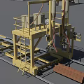 Industrial Equipment Layout with Cranes Conveyors and Production Machinery in Factory