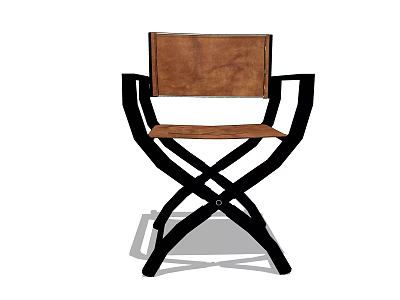 Brown Leather Leisure Chair With Black Crossed Frame And Minimalist Design 3d model