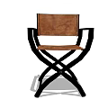 Brown Leather Leisure Chair With Black Crossed Frame And Minimalist Design