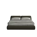 Modern Double Bed With Leather Headboard And Light Gray Bedding 3d model