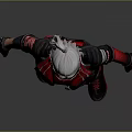 White Haired Character In Red And Black Costume With Mask Sci Fi Design Standing Pose