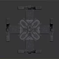 Black Mechanical Equipment With Multiple Protruding Components And Slender Rod Base