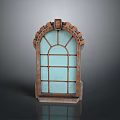 Decorative Arched Top Furniture With Wooden Frame And Light Blue Glass Grid Design