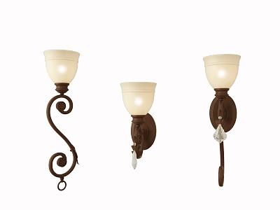 Elegant Wall Sconces With Various Designs White Shades And Decorative Elements 3d model
