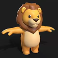Cute 3D Cartoon Lion Character With Brown Mane And Open Arms