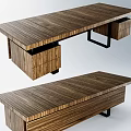 Modern Office Desk With Wooden Tabletop Drawer Storage And Metal Legs Design