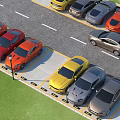 Colorful Cars Neatly Parked In Organized Parking Lot With Various Models