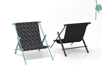 Modern Lounge Chairs with Polka Dot Black and Solid Black Design Green and Black Frames 3d model