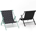 Modern Lounge Chairs with Polka Dot Black and Solid Black Design Green and Black Frames