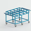 Blue Metal Frame Cart With Multi Layer Structure And Rolling Wheels 3d model