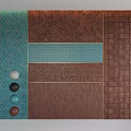 Colorful Textured Tiles With Hexagonal And Square Patterns And Decorative Balls 3d model