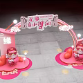 The head of the activity gate, Guochao Meichen IP, shows the clock-in point, and the interactive area roadshow DP point 3d model