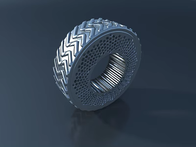 Robust Road Infrastructure Tire with Zigzag Tread Honeycomb Structure and Hollow Center Design 3d model