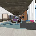 Modern Clubhouse Interior Design With Wooden Walls Sofa Chairs And Chandeliers