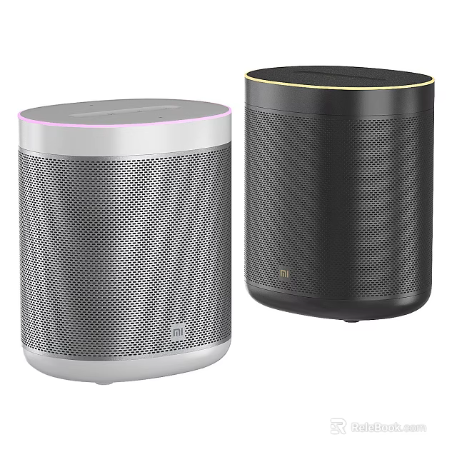 Two Stylish Wireless Speakers With Mesh Grills And LED Rings 3d model 