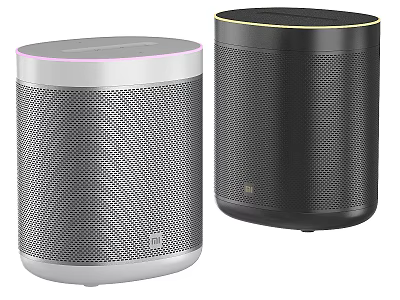 Two Stylish Wireless Speakers With Mesh Grills And LED Rings 3d model
