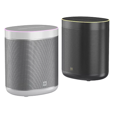 Two Stylish Wireless Speakers With Mesh Grills And LED Rings 3d model
